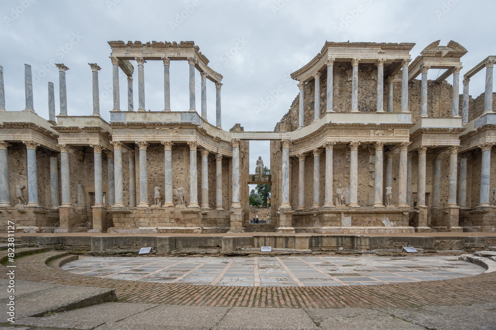 The Roman Theatre in Merida, Spain. Front View The Roman Theatre in Merida, Spain. Front View