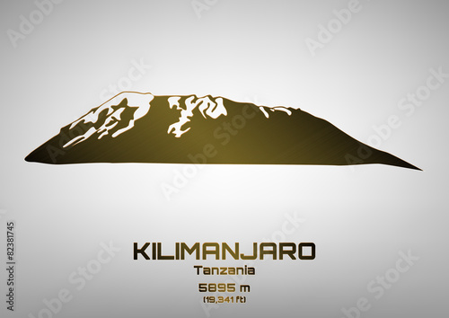 Outline vector illustration of bronze Mt. Kilimanjaro