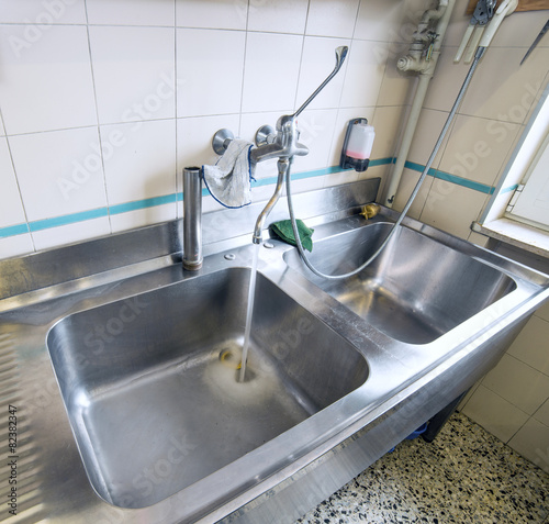 sink stainless steel industrial kitchen with tap