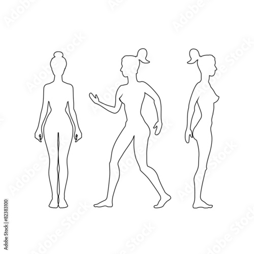 Vector silhouette woman on a white background.