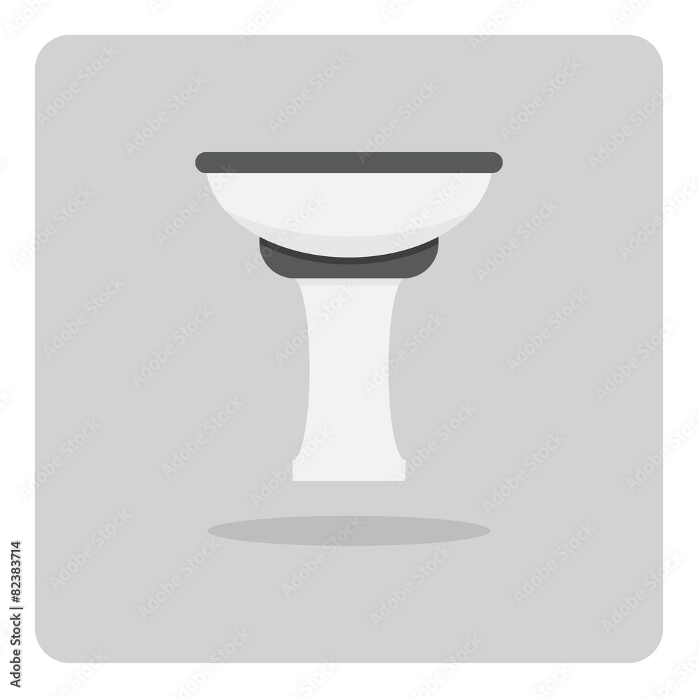 Vector of flat icon, washbasin on isolated background Vector of flat icon, washbasin on isolated background