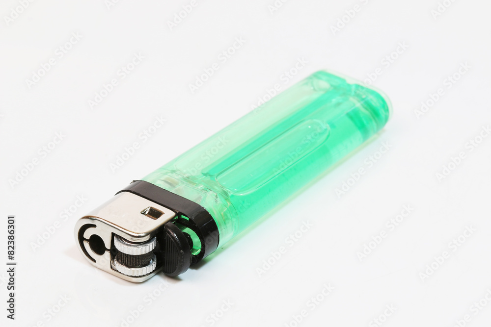 Green lighter isolated over white background Green lighter isolated over white background