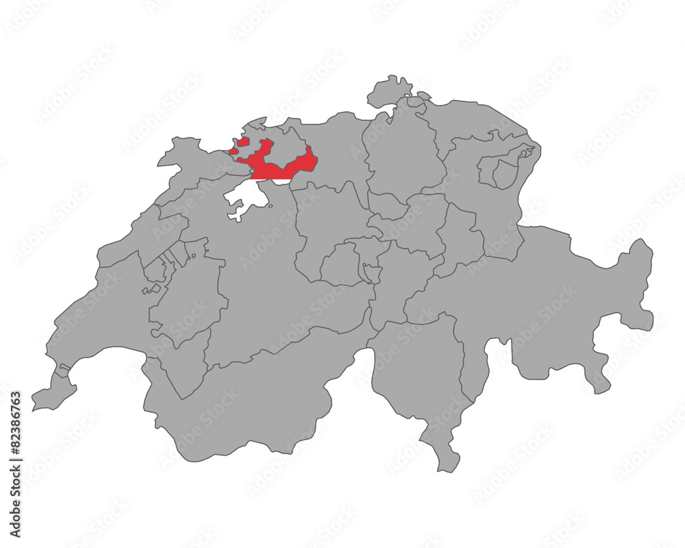 Karte der Schweiz mit Fahne von Solothurn