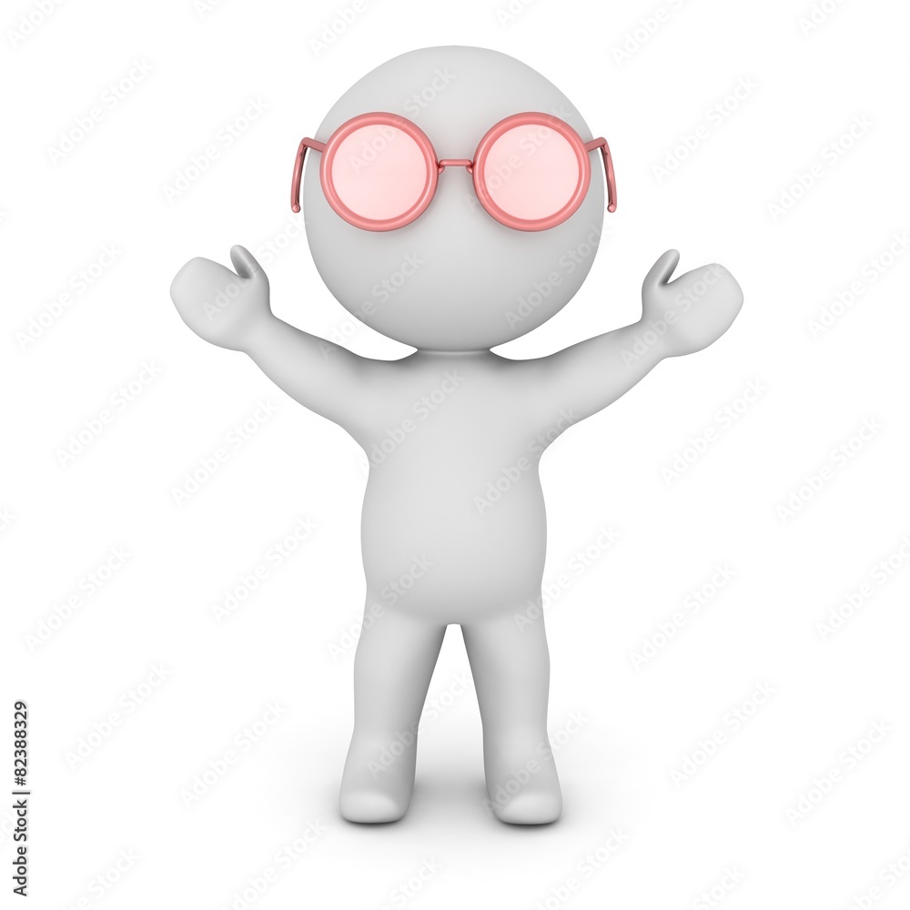 3D Character Wearing Pink Glasses 3D Character Wearing Pink Glasses