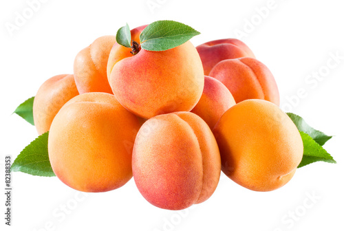 Apricot. Group of fruit isolated on white.