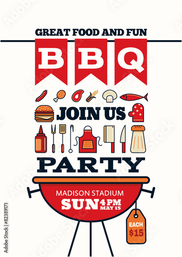 grilled bbq party icon style for invitation car or flyer or post