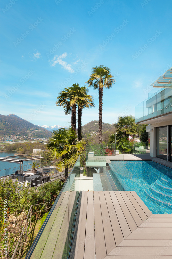 Fototapeta premium architecture, white house, outdoor, pool