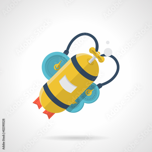 Yellow aqualung flat style vector icon