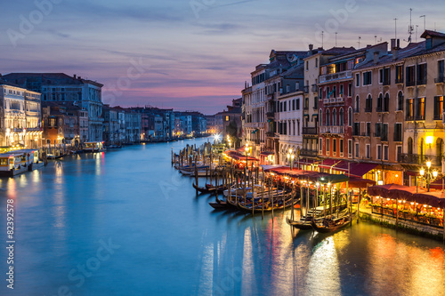 Grand Canal at night from Rialto Bridge in Venice  Italy
