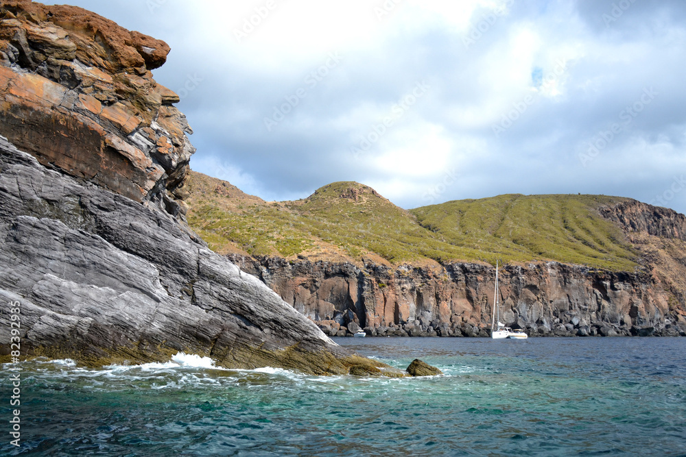 Beautiful coast of the island of Volcano - Sicily