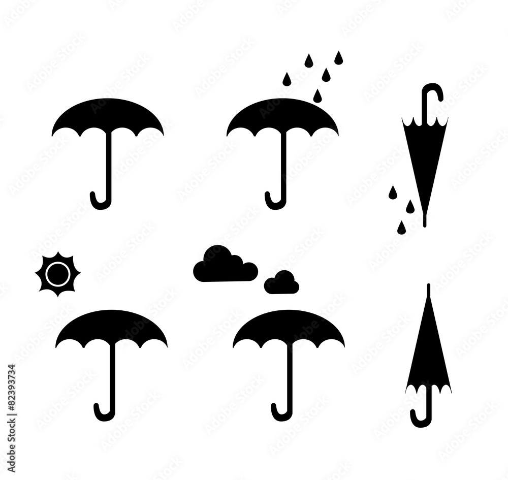 Set of Silhouette Umbrella with season
