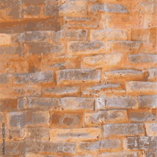 Texture of Orange Old Brick Wall. Vector Trace, EPS8.
