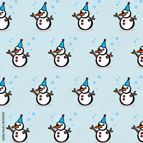 Christmas seamless with snowmen and snow balls  