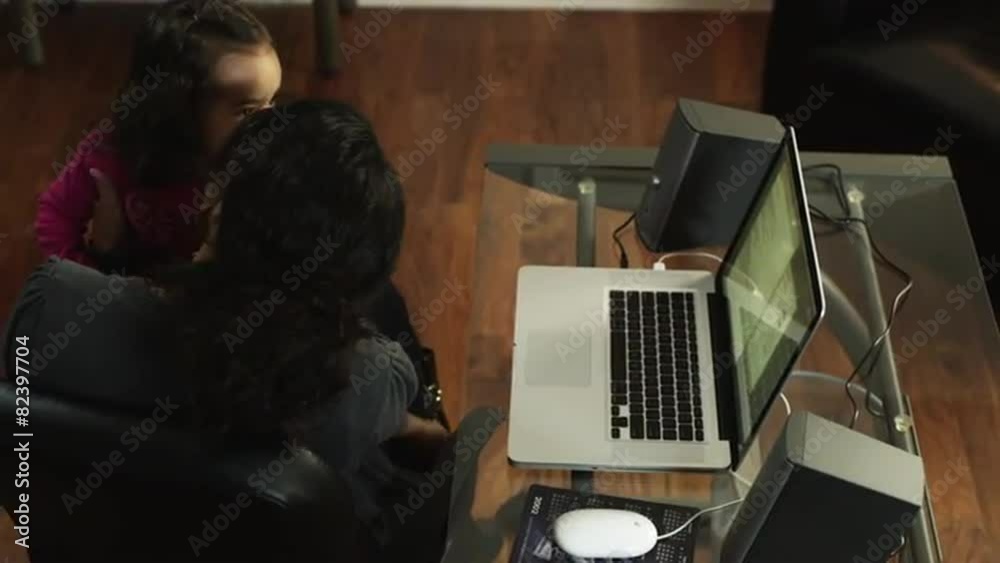 MS PAN HA Mother with daughter (2-3) using laptop in office/ Orem, Utah, USA MS PAN HA Mother with daughter (2-3) using laptop in office/ Orem, Utah, USA