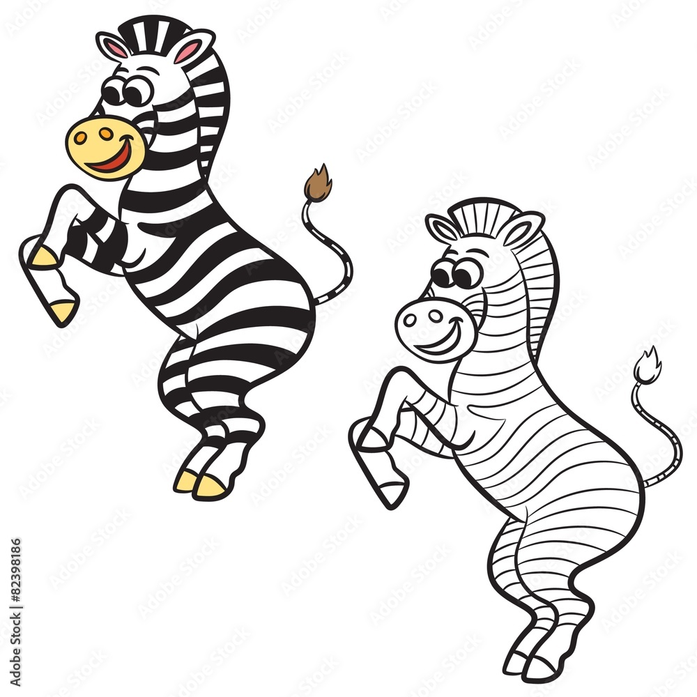 Fototapeta premium Outlined zebra vector illustration. Isolated on white.