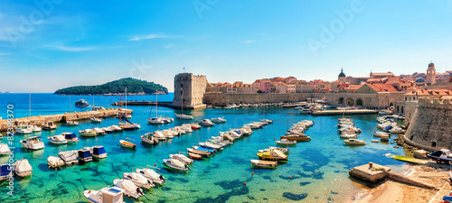 Beautiful sunny day over the bay in front of old town Dubrovnik photo