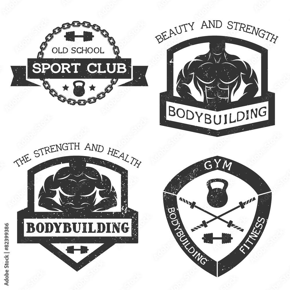 Set of emblem bodybuilding and fitness.