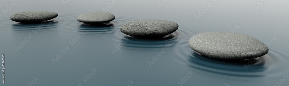 Relaxation. 3D. Stones in Water - obrazy, fototapety, plakaty 