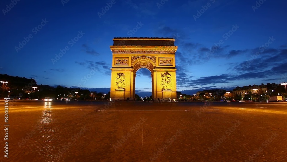 Arch of Triumph at dusk, Paris, France, HD Arch of Triumph at dusk, Paris, France, HD