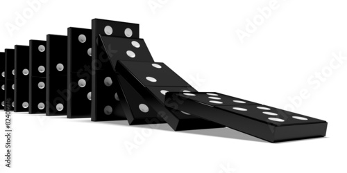 Domino. 3D. Black Dominoes Falling photo