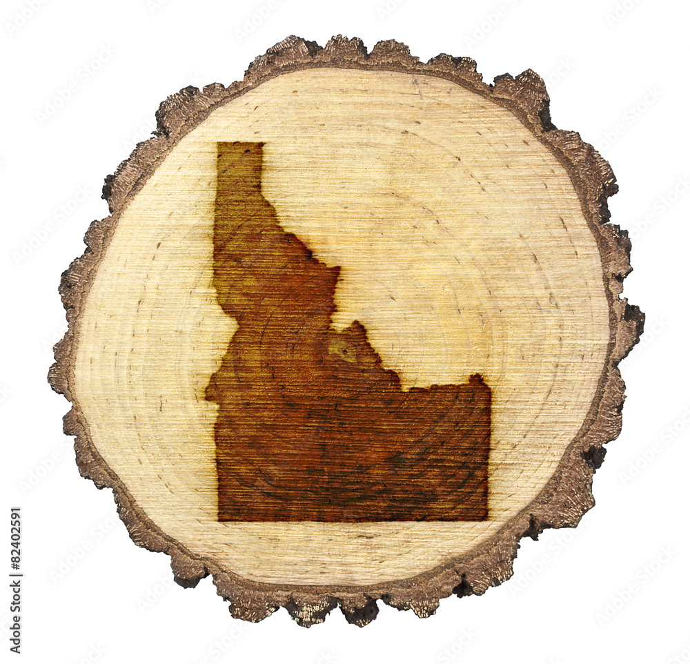 Slice of wood (shape of Idaho branded onto) .(series) Slice of wood (shape of Idaho branded onto) .(series)