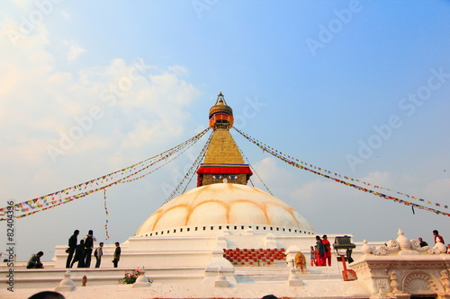 Sunset at the boudhanath stupa kathmandu nepal
