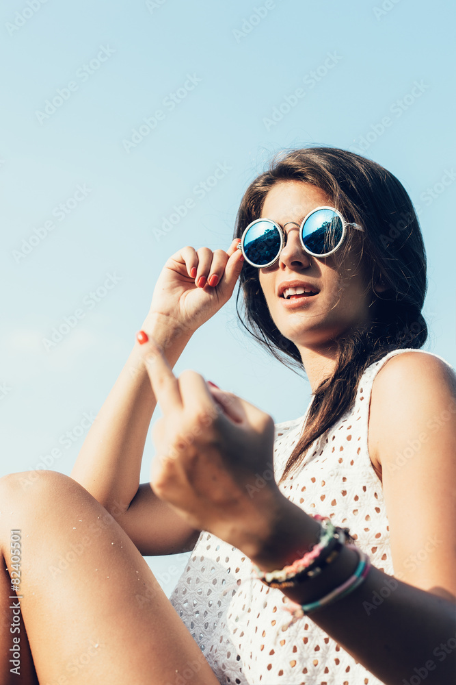 woman s have fun and good mood outdoor in summer woman s have fun and good mood outdoor in summer