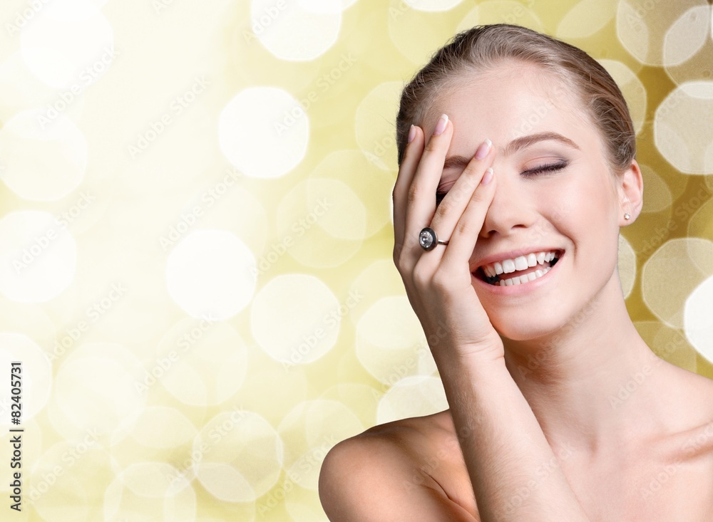 Naklejka premium Jewelry. Model With Ring