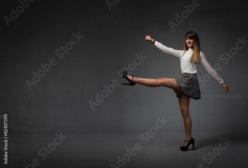 nice girl moving legs like majorette