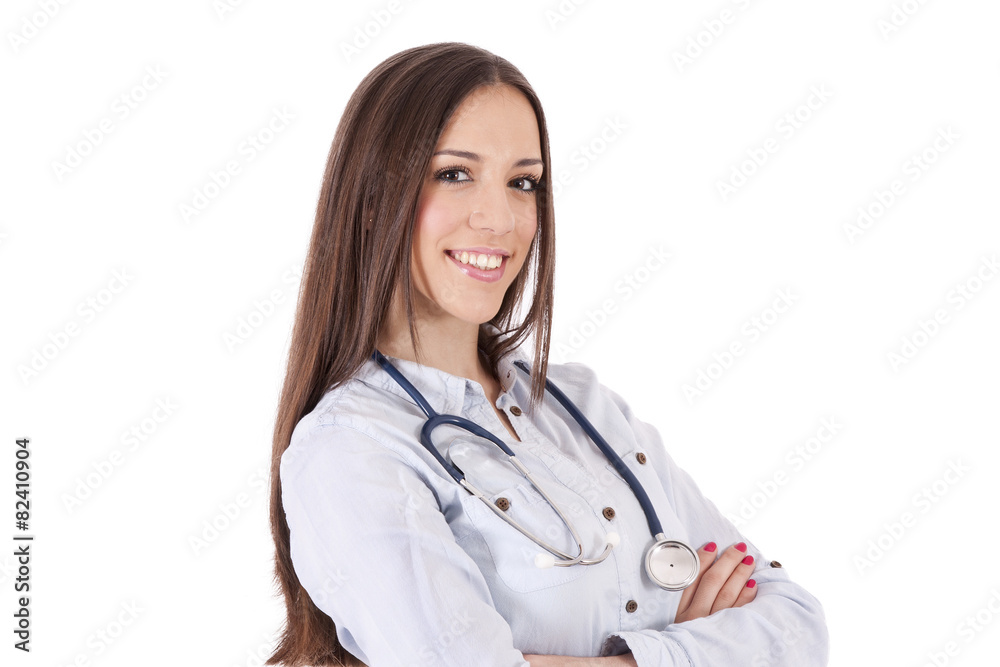 woman with stethoscope isolated woman with stethoscope isolated