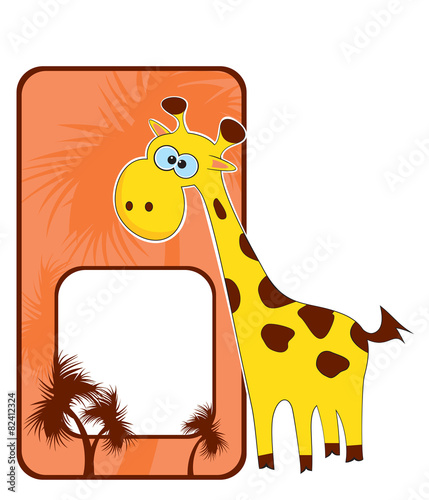 giraffe cartoon with blank sign