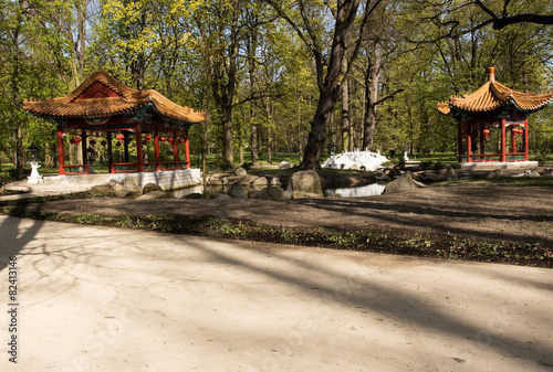 Warsaw.Chinese garden in Lazienki Royal Park photo