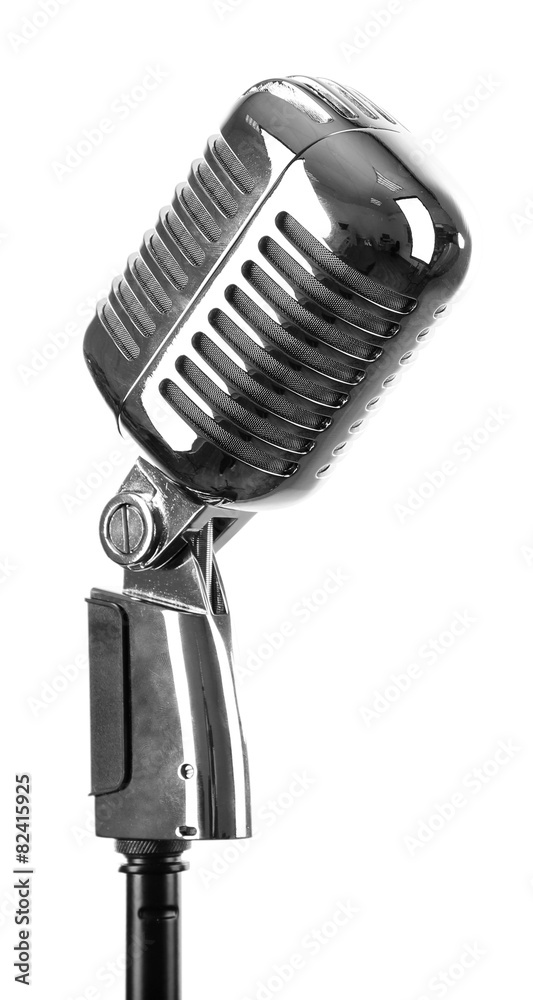 Fototapeta premium Retro silver microphone isolated on white
