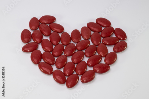 Heart of red candies