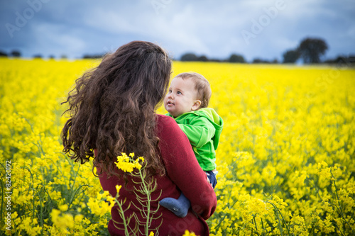 mom and baby in nature