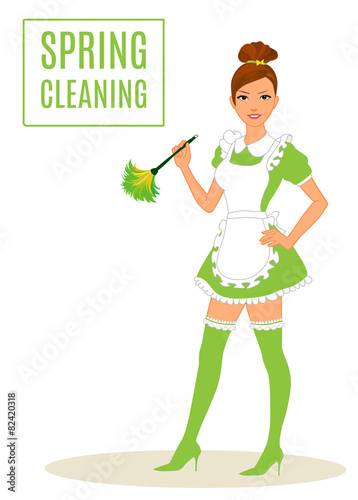 Sexy Maid Cleaning Lady Dusting