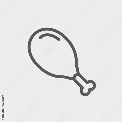 Chicken thigh thin line icon