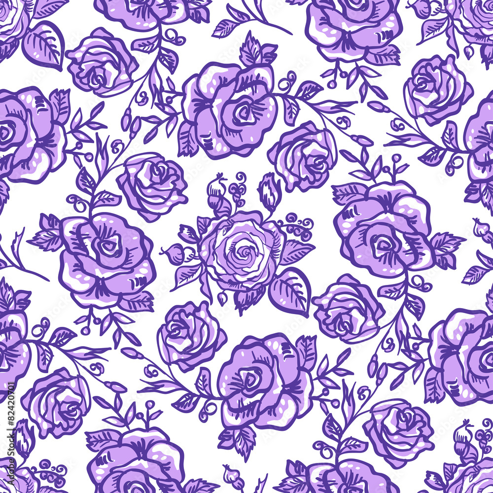 seamless pattern lilac rose