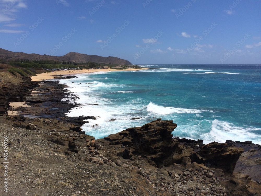 Rugged Makapuu coastline, Oahu