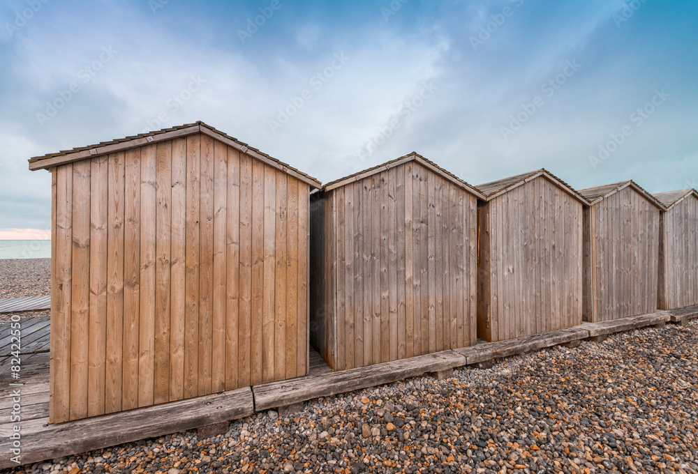 Fototapeta premium Wooden Cabins on a beautiful beach