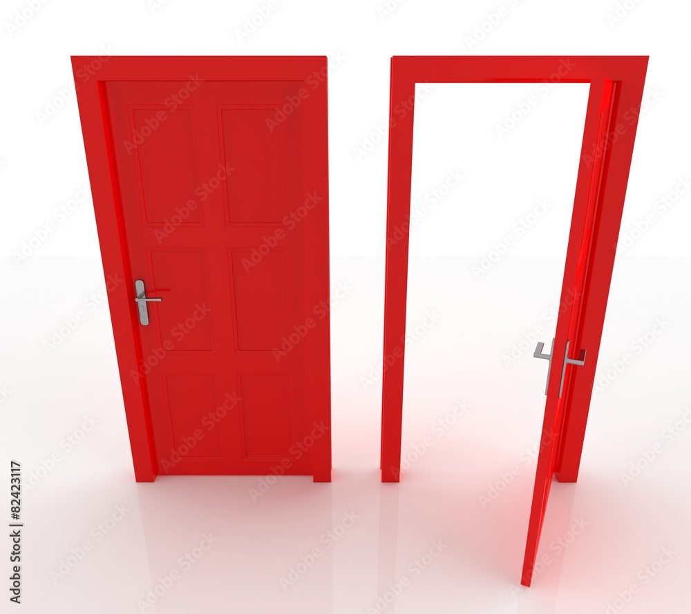 Closed and Open Doors Isolated Closed and Open Doors Isolated