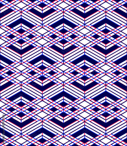 Seamless optical ornamental pattern with three-dimensional geome