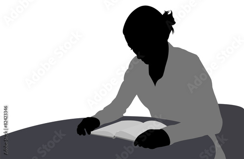 woman reading book - vector