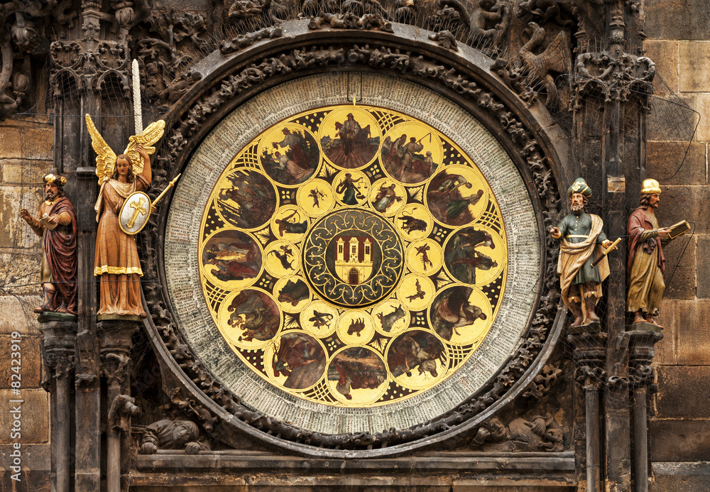 Naklejka premium Prague Astronomical Clock or the Prague Orloj.