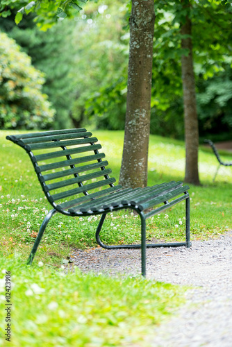 Photography Bench in botanical garden in Oslo Norway