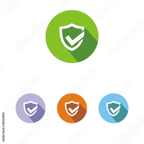 Iconos escudo seguro botón colores sombra