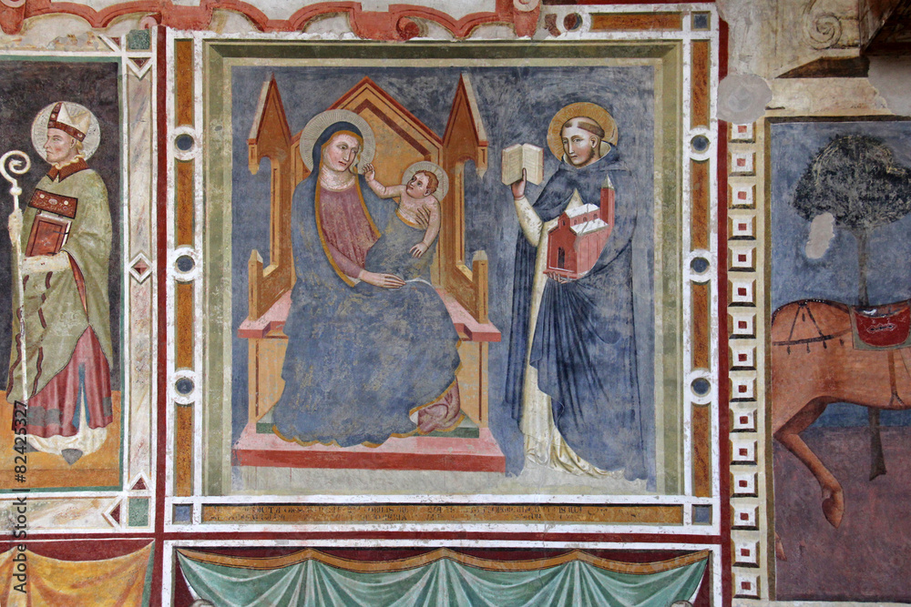 madonna in trono e santo; affresco, chiesa San Nicolò, Treviso
