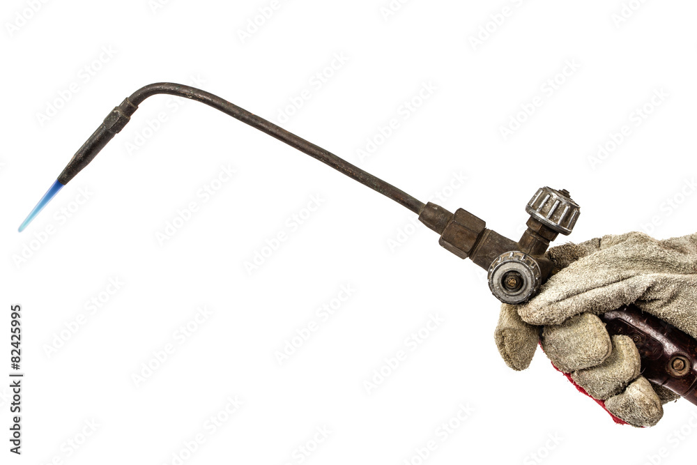 Flame of welding torch, isolated on white background Flame of welding torch, isolated on white background