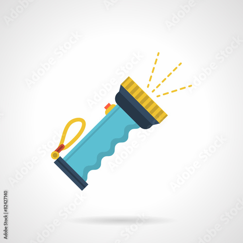 Blue flashlight flat vector icon
