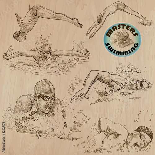 swimming - hand drawn vector pack